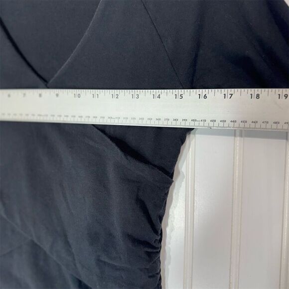 Sundance Black Wrap Long Sleeve Ruched Top M Cotton Stretch Minimalist Boho - Picture 4 of 8